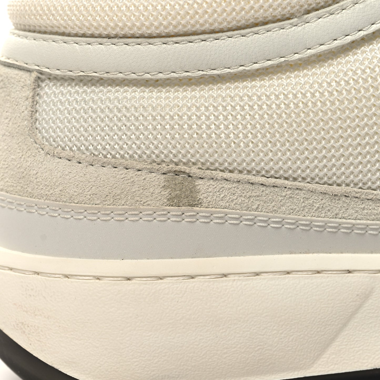 Suede Fabric Grained Calfskin Womens CC High Top Sneakers 37 White