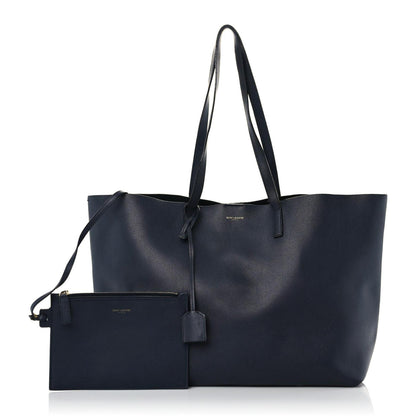 Saint Laurent Calfskin Large Shopping Tote Deep Marine 1 of 20