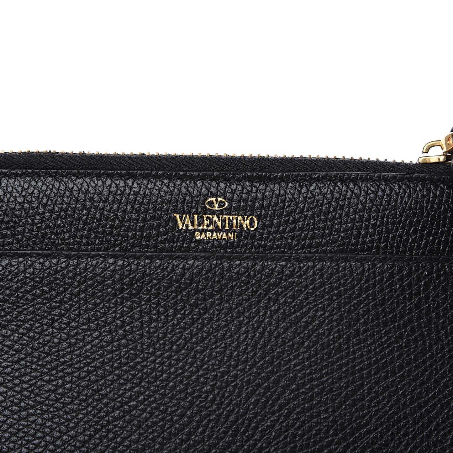 Grained Calfskin VLogo Coin Case Card Holder Black