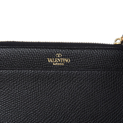 Valentino Garavani Grained Calfskin VLogo Coin Case Card Holder Black 5 of 7