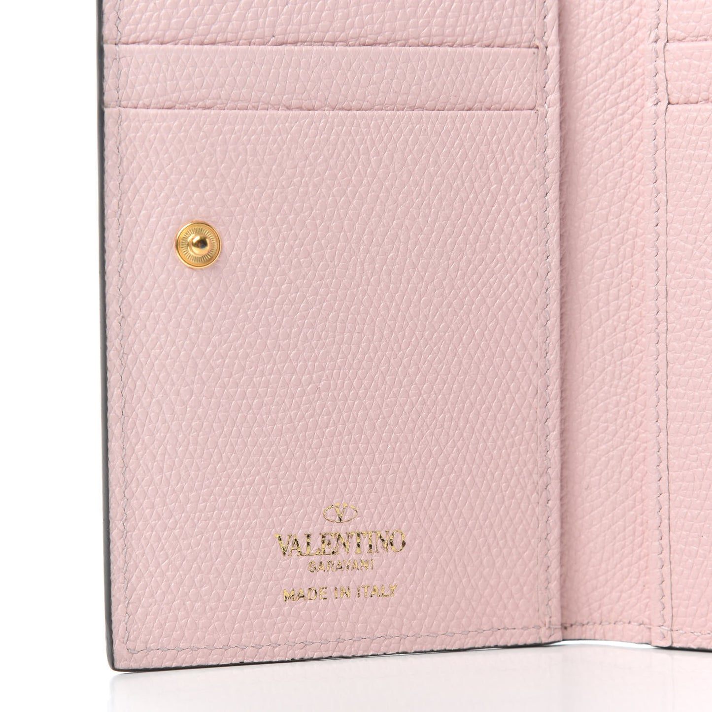 Grainy Calfskin VLogo Coin Case Card Holder Rose Quartz