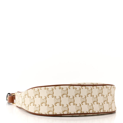 Celine Canvas Calfskin Ava Triomphe Shoulder Bag White 4 of 10