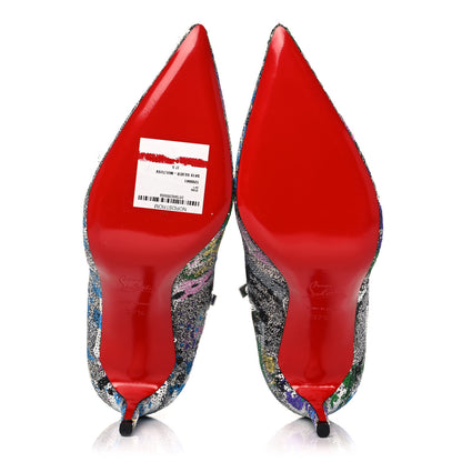 Christian Louboutin Paillette Splash So Kate Booty 85 Ankle Boots 37.5 Silver Multicolor 5 of 11