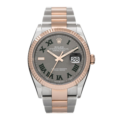 Rolex Stainless Steel 18K Everose Gold 36mm Oyster Perpetual Wimbledon Datejust Watch Slate 126231 1 of 5