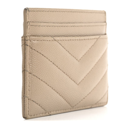 Saint Laurent Grain De Poudre Matelasse Chevron Monogram Credit Card Case Nude Powder 3 of 13