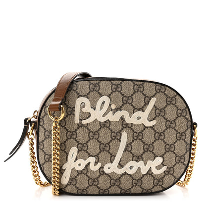 Gucci GG Supreme Monogram Blind For Love Embroidered Mini Chain Shoulder Bag Beige Tuscany 1 of 12