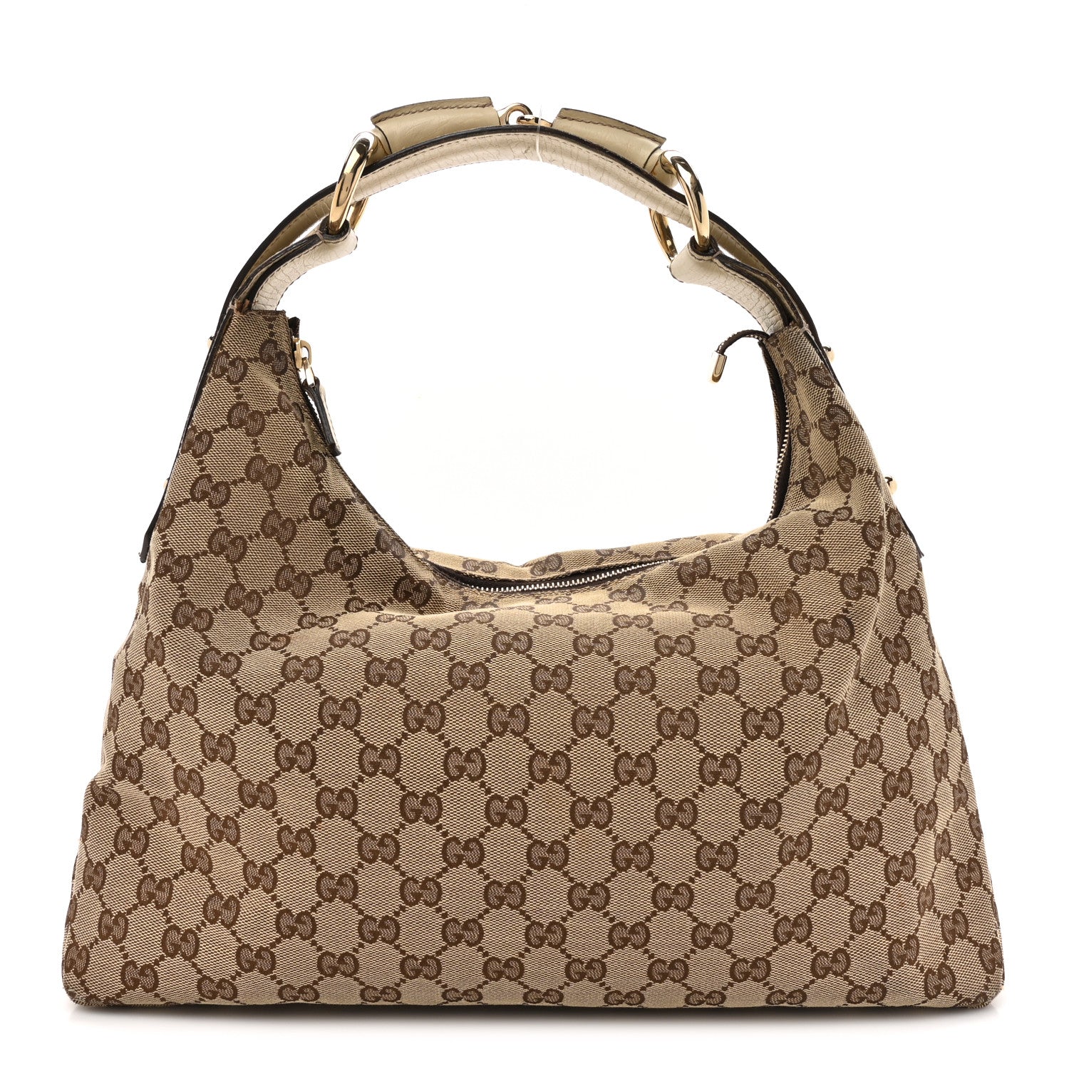 Gucci Monogram Medium Horsebit Chain Hobo Off White 1 of 18