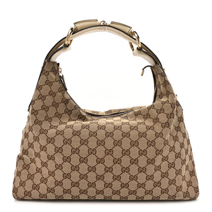 Gucci Monogram Medium Horsebit Chain Hobo Off White 1 of 18