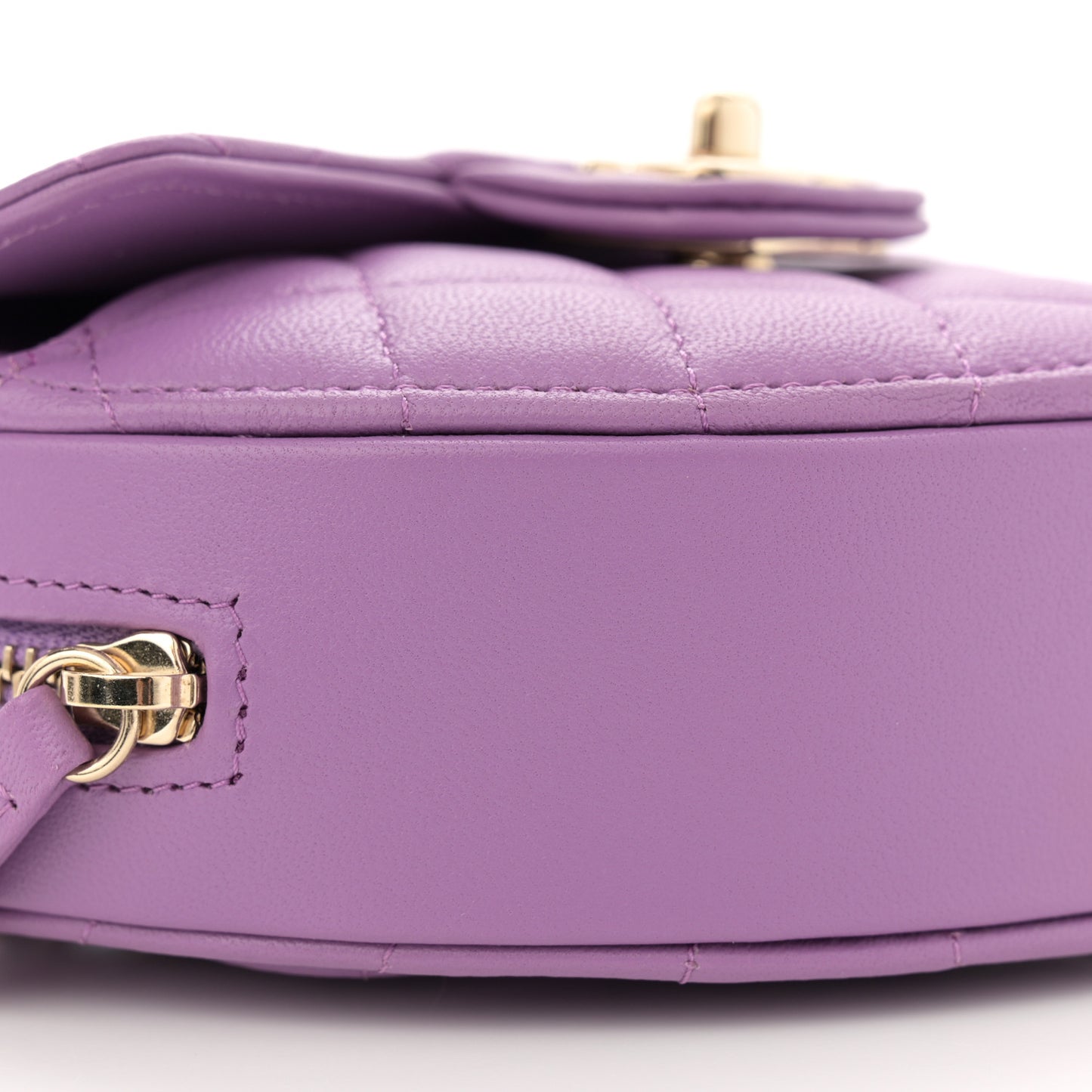 Lambskin Quilted CC In Love Heart Clutch With Chain Purple