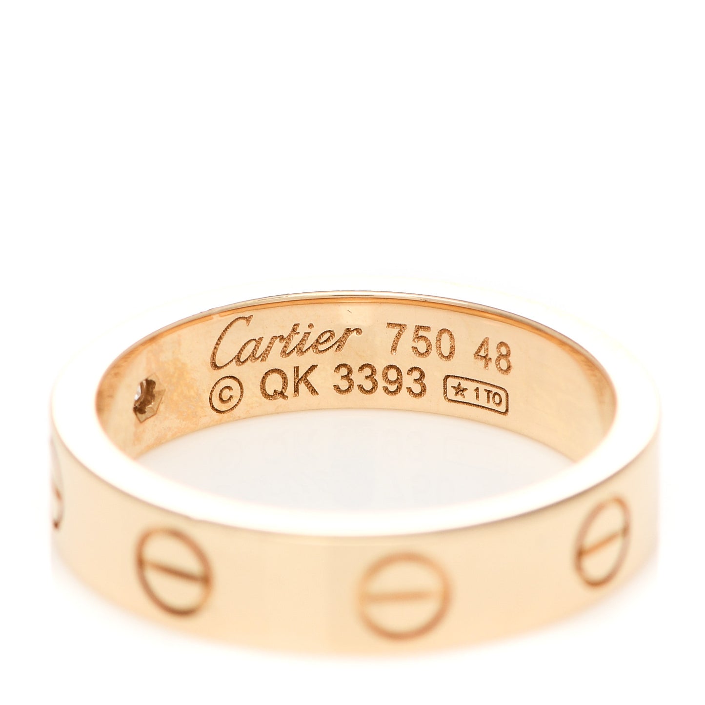 18K Yellow Gold Diamond 4mm LOVE Wedding Band Ring 48 4.5