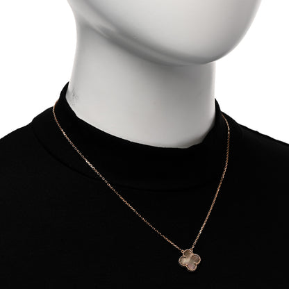 Van Cleef & Arpels 18K Rose Gold Gray Mother of Pearl Vintage Alhambra Pendant Necklace 2 of 6