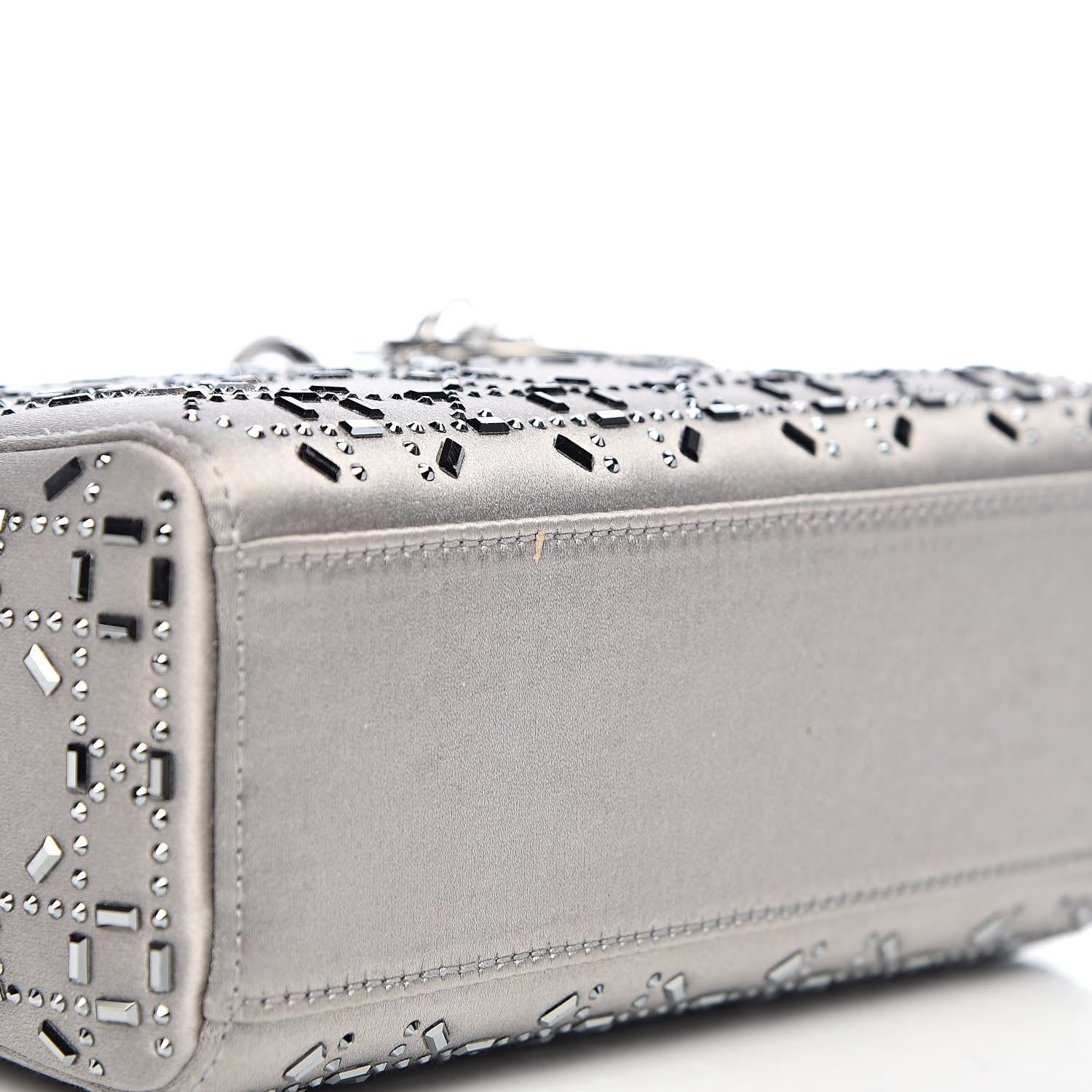 Christian Dior Satin Crystal Cannage Mini Lady Dior Gray 8 of 11