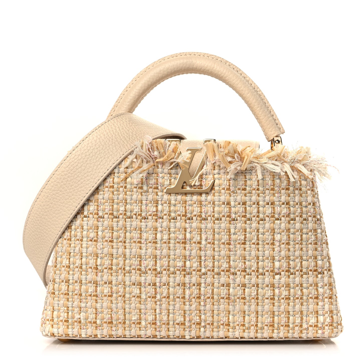 Tweed Taurillon Capucines BB Beige