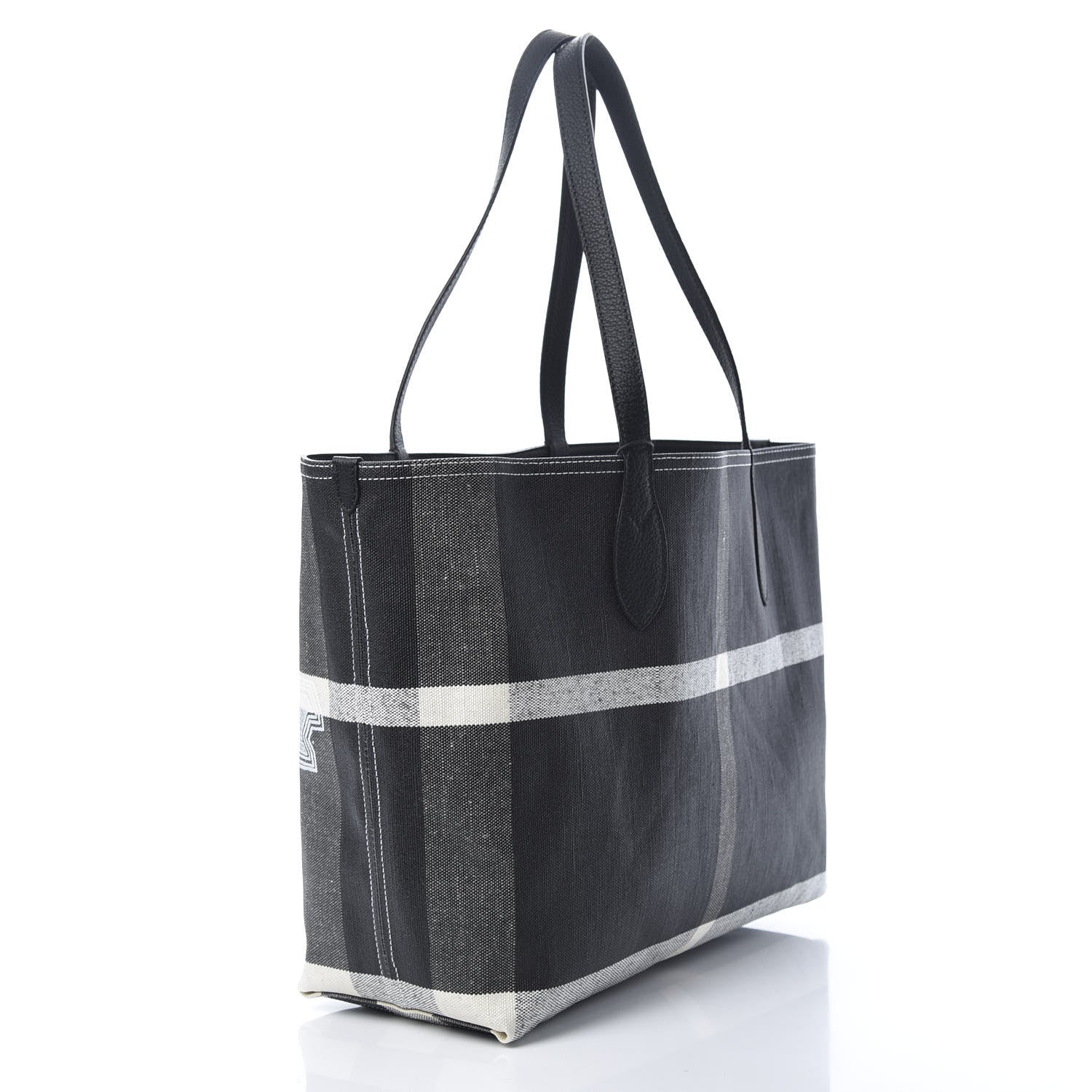 Burberry Coated Canvas Mega Check Medium Doodle Tote Black White 3 of 10