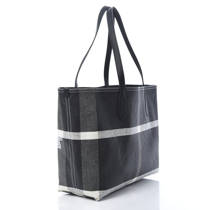 Burberry Coated Canvas Mega Check Medium Doodle Tote Black White 3 of 10