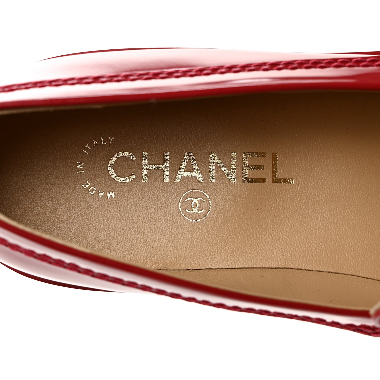 Shiny Calfskin Logo Loafers 40 Red