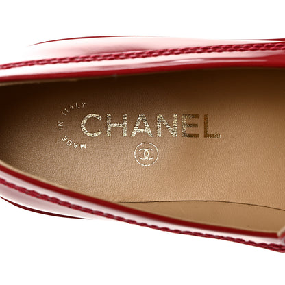 Chanel Shiny Calfskin Logo Loafers 40 Red 6 of 9