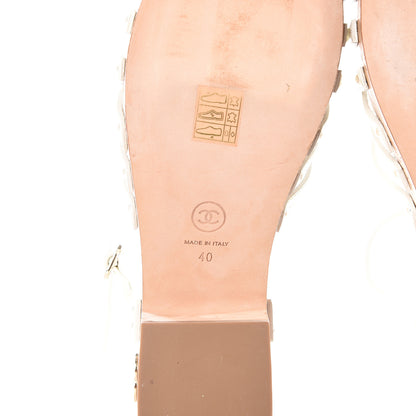 Chanel Patent Cork Mykonos Wedge Sandals 40 Beige 8 of 10