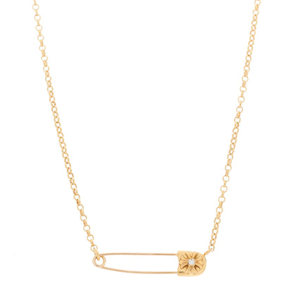Chrome Hearts 22K Yellow Gold Diamond Safety Pin Chain Necklace 1 of 6