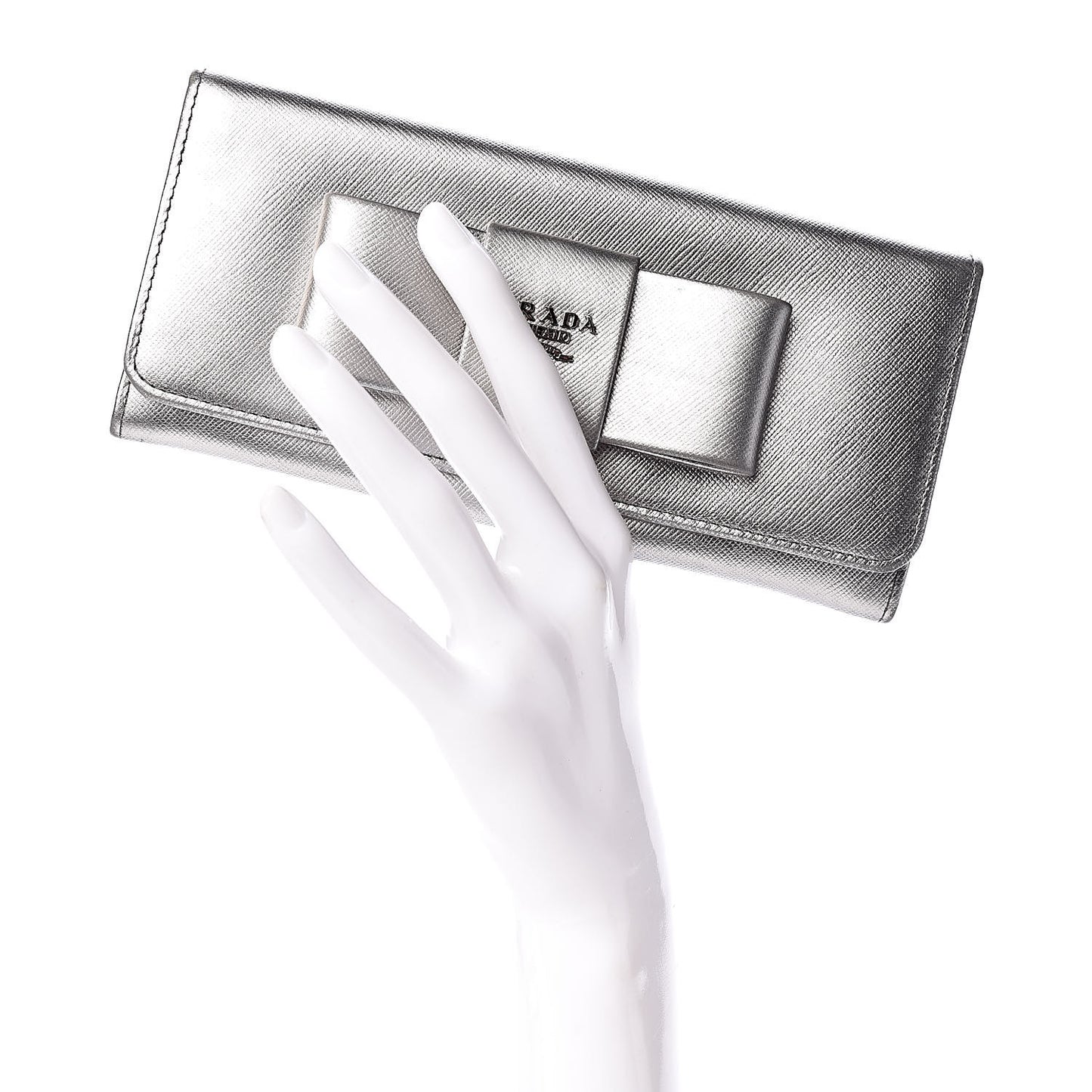 Saffiano Fiocco Bow Continental Wallet Cromo