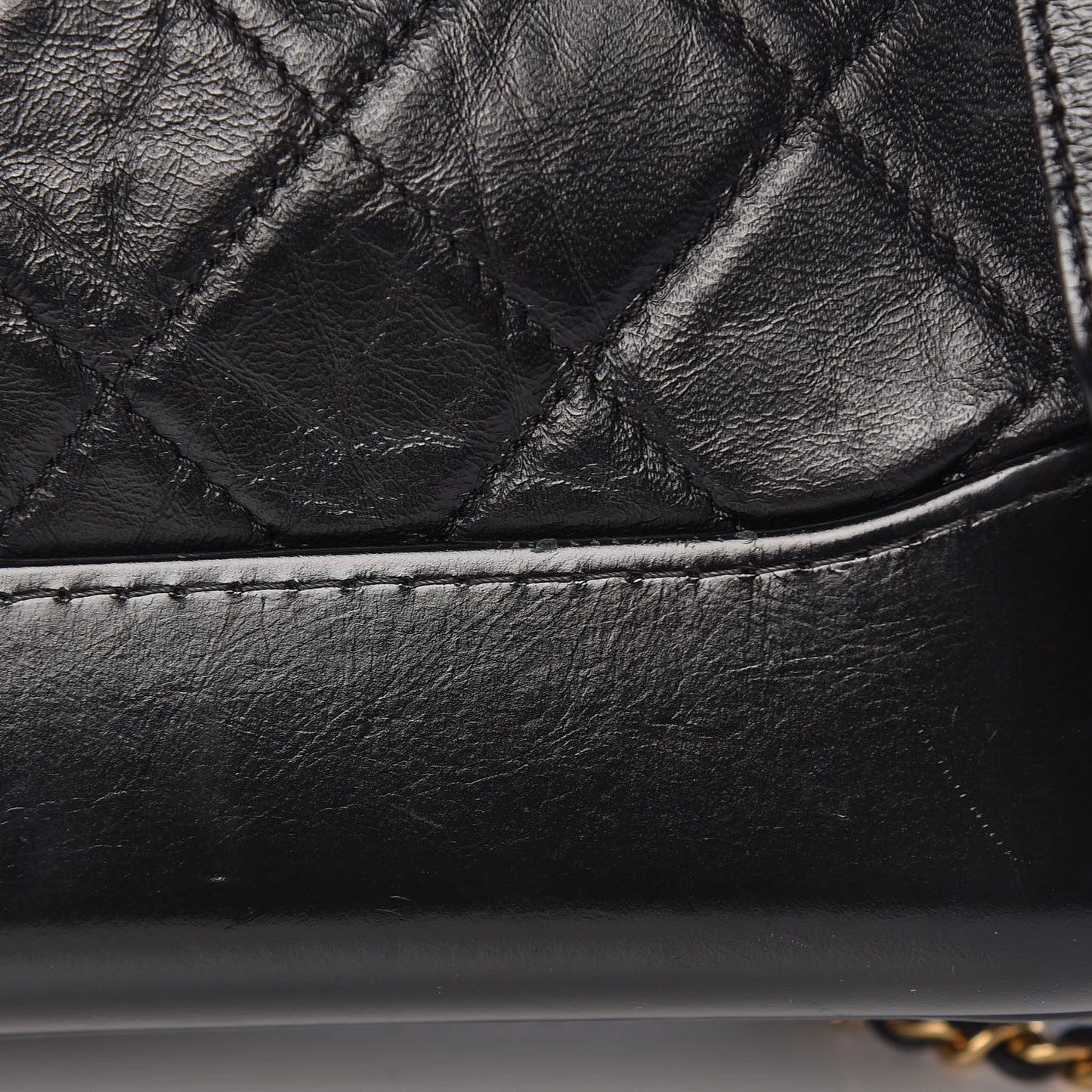 Aged Calfskin Quilted Small Gabrielle Hobo Black