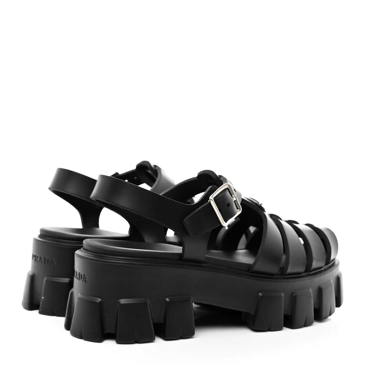 Foam Rubber Triangle Logo Monolith 55mm Cage Sandals 38 Black