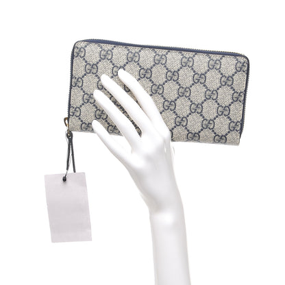 Gucci GG Supreme Monogram Moon Calfskin Zip Around Wallet Beige Blue 2 of 8