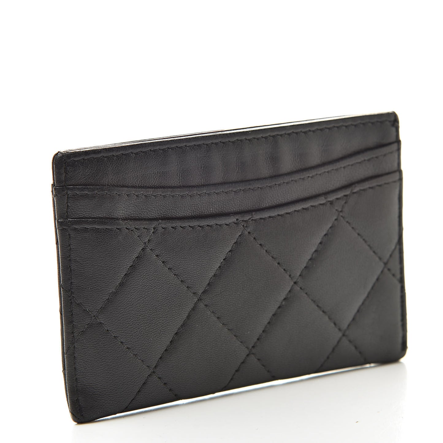 Lambskin Quilted Card Holder Black