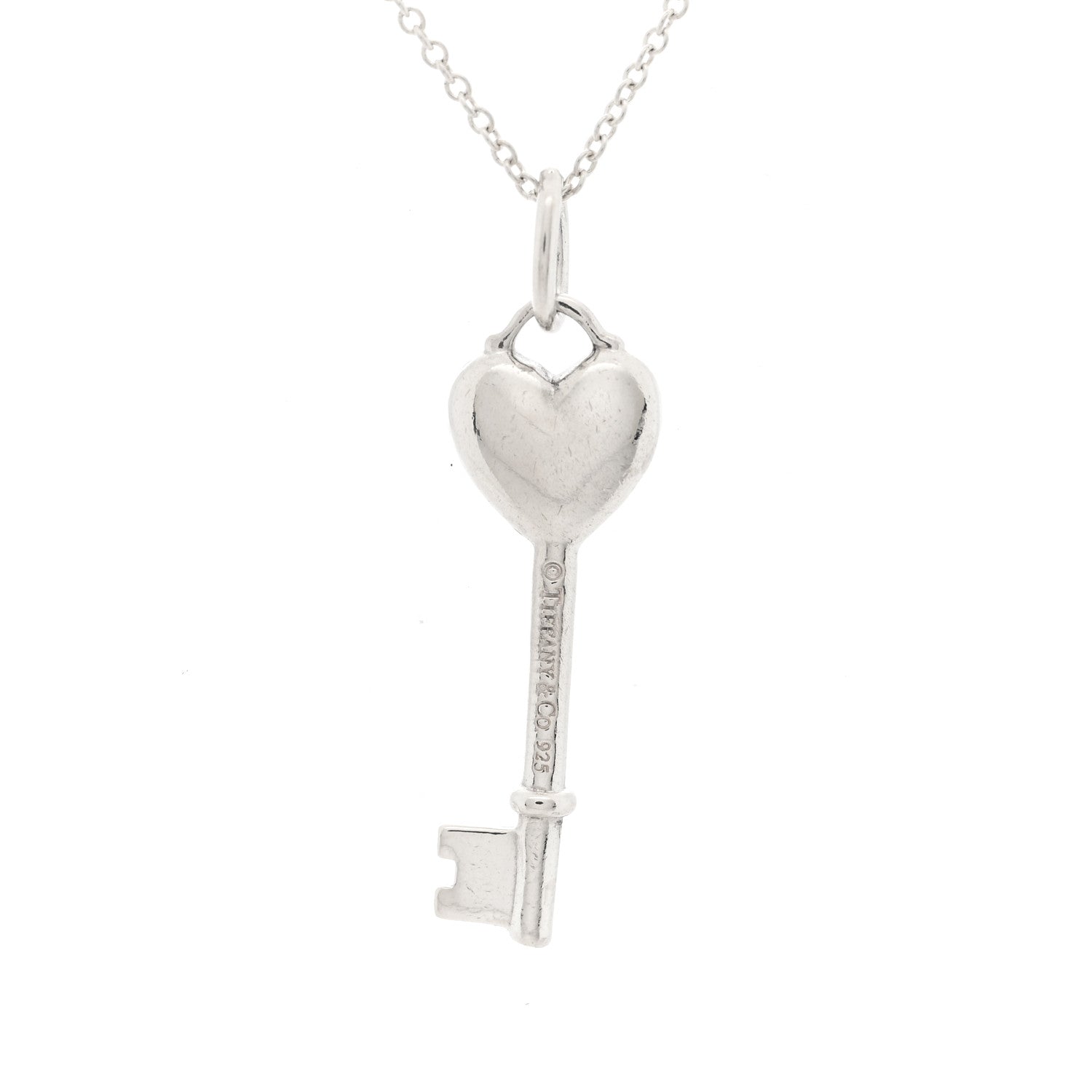 Tiffany Sterling Silver Enamel Heart Key Pendant Necklace Blue 5 of 5