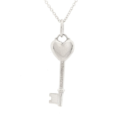 Tiffany Sterling Silver Enamel Heart Key Pendant Necklace Blue 5 of 5