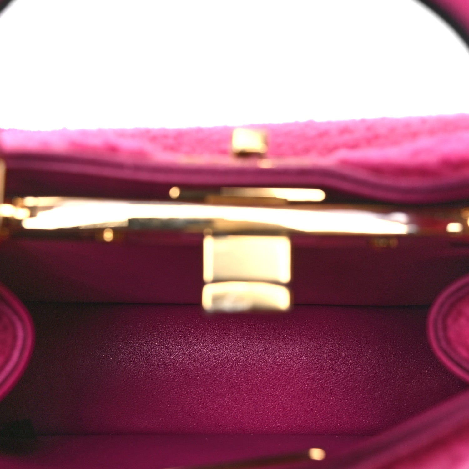 Fendi Curly Shearling Shiny Nappa Petite Peekaboo I SEE U Satchel Ciclamino Pilar 5 of 11