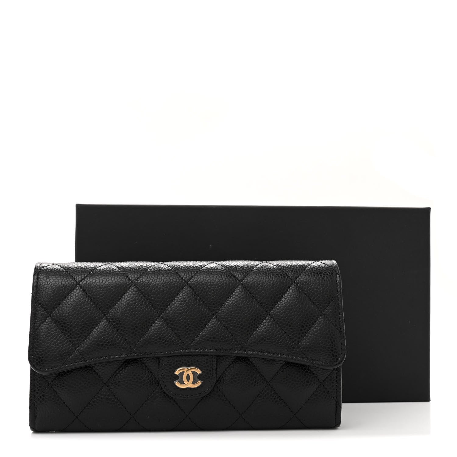 Chanel Caviar Quilted Large Gusset Flap Wallet Black 9 of 9