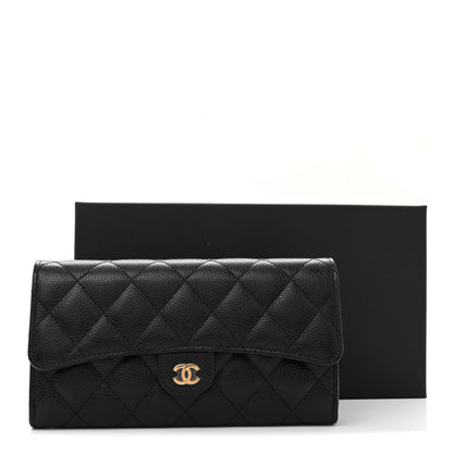 Chanel Caviar Quilted Large Gusset Flap Wallet Black 9 of 9