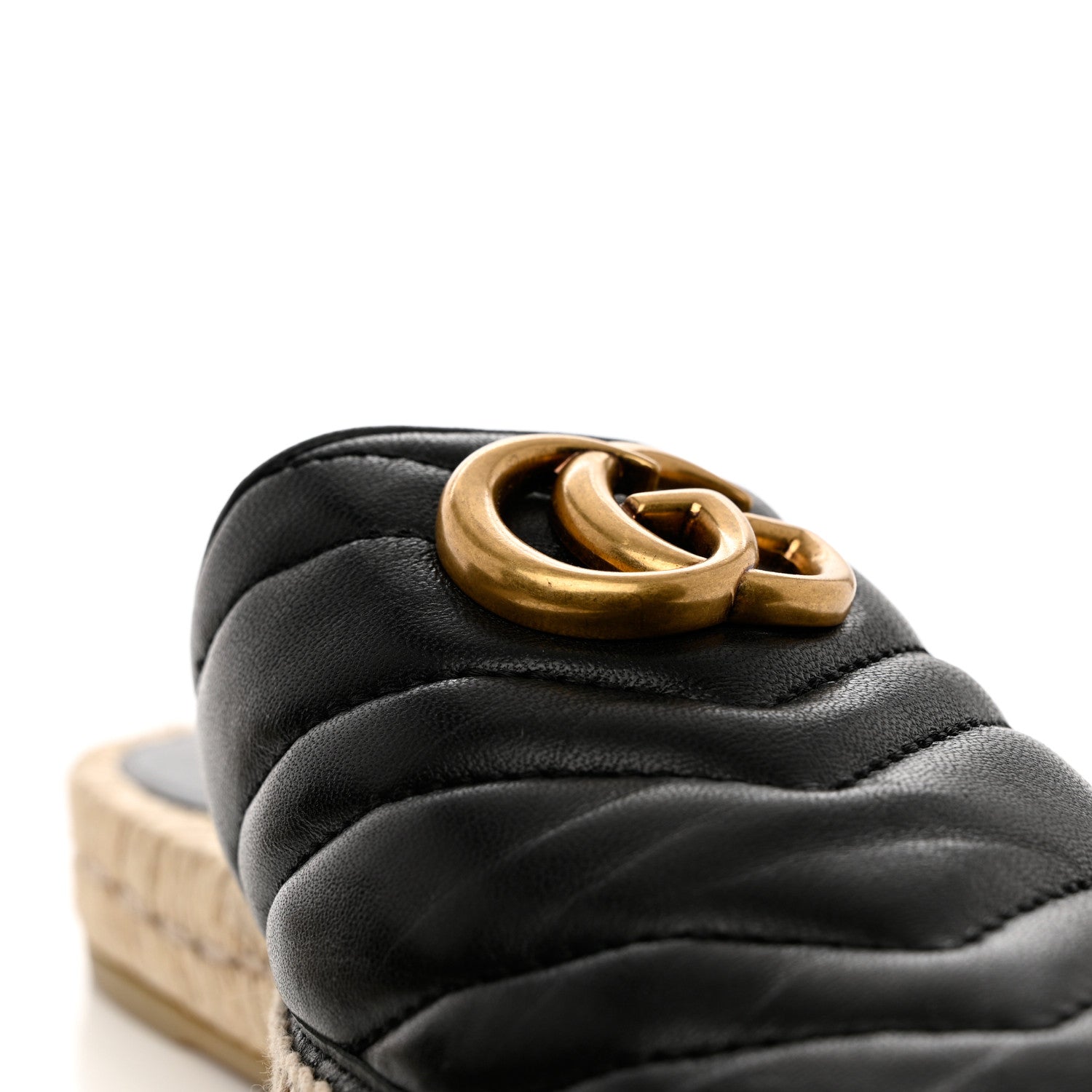 Gucci Nappa Matelasse GG Marmont Espadrille Slippers 36 Black 9 of 11