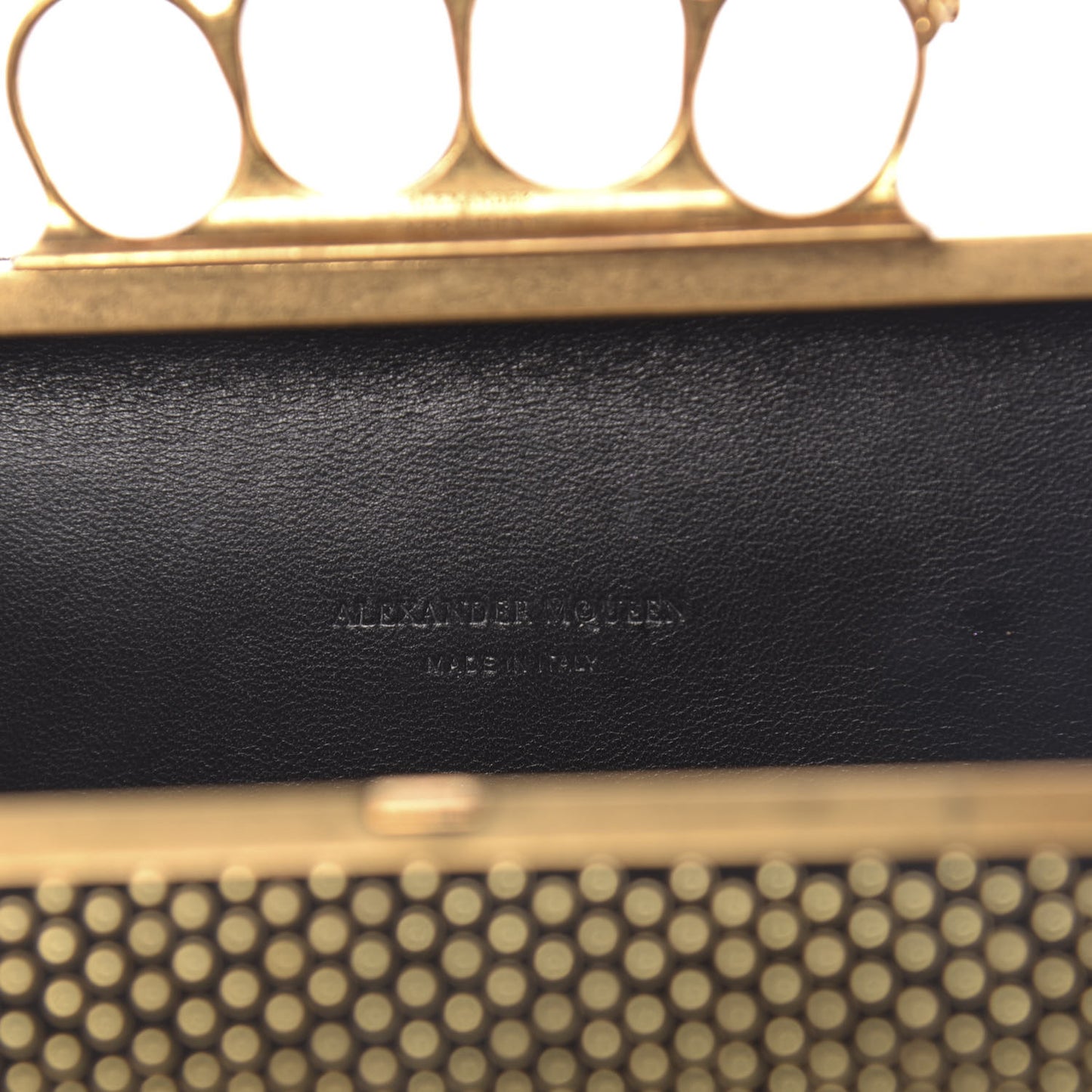 Suede Studded Skull Knuckle Box Clutch Black
