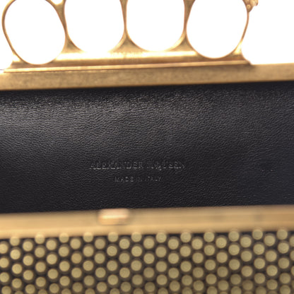 Alexander McQueen Suede Studded Skull Knuckle Box Clutch Black 6 of 10