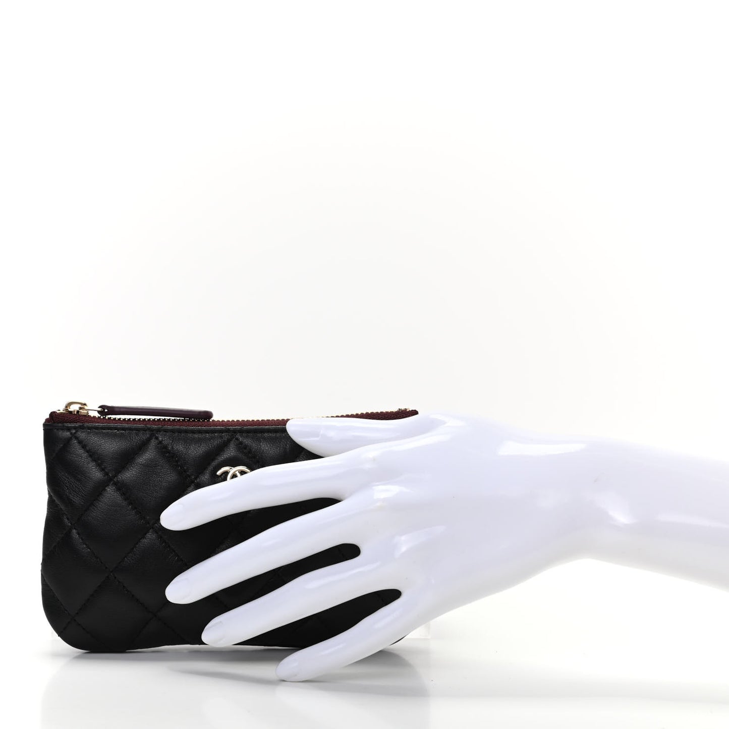 Lambskin Quilted Small Cosmetic Case Black