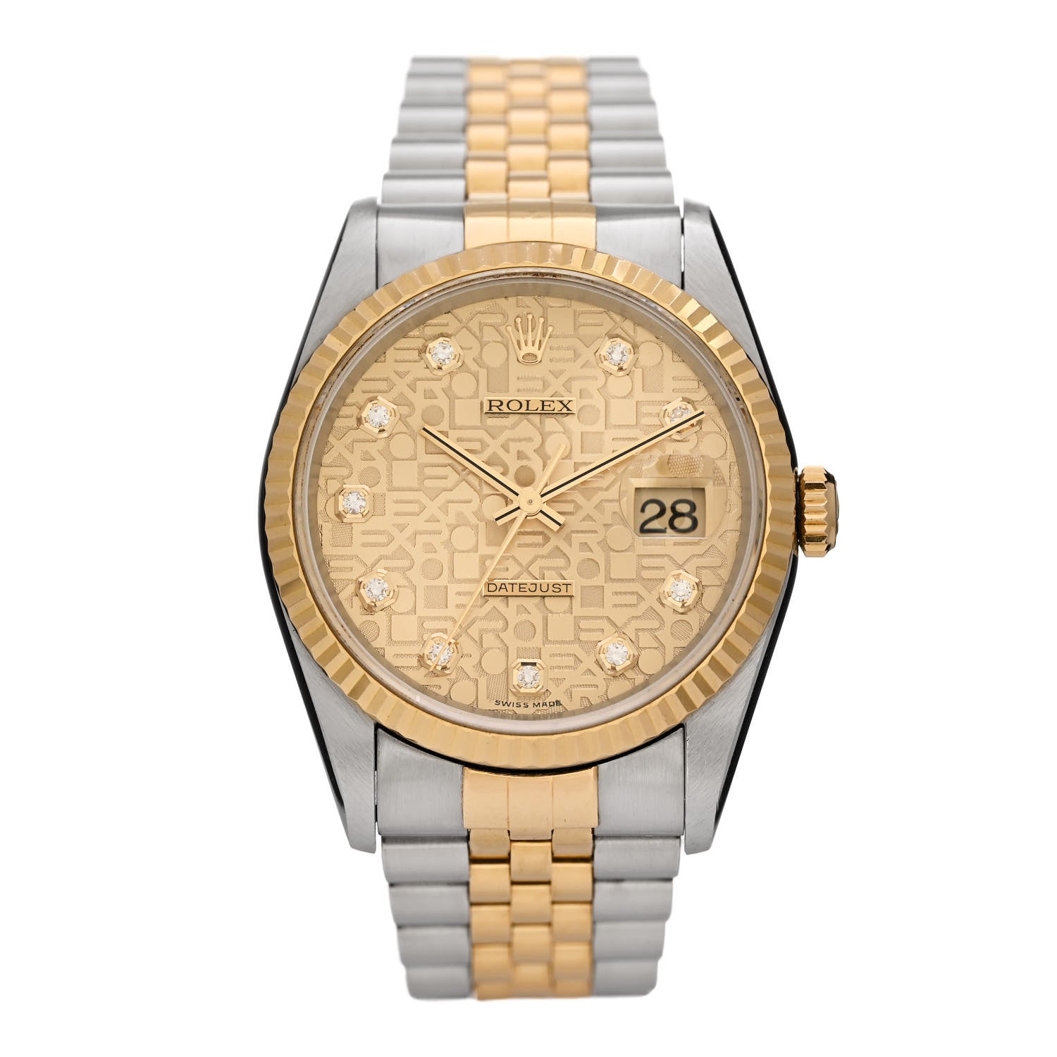 Rolex Stainless Steel 18K Yellow Gold Diamond 36mm Oyster Perpetual Datejust Watch Champagne Jubilee 16233 1 of 5