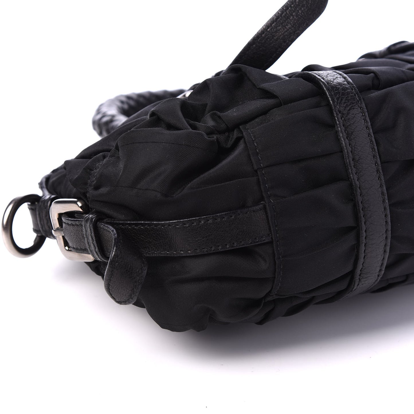 Tessuto Nylon Nappa Braided Gaufre Shopping Satchel Black