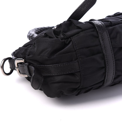 Prada Tessuto Nylon Nappa Braided Gaufre Shopping Satchel Black 5 of 8