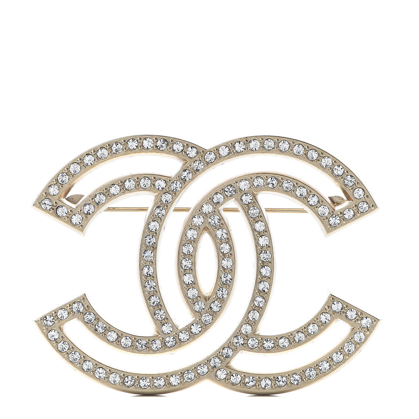 Crystal CC Brooch Light Gold