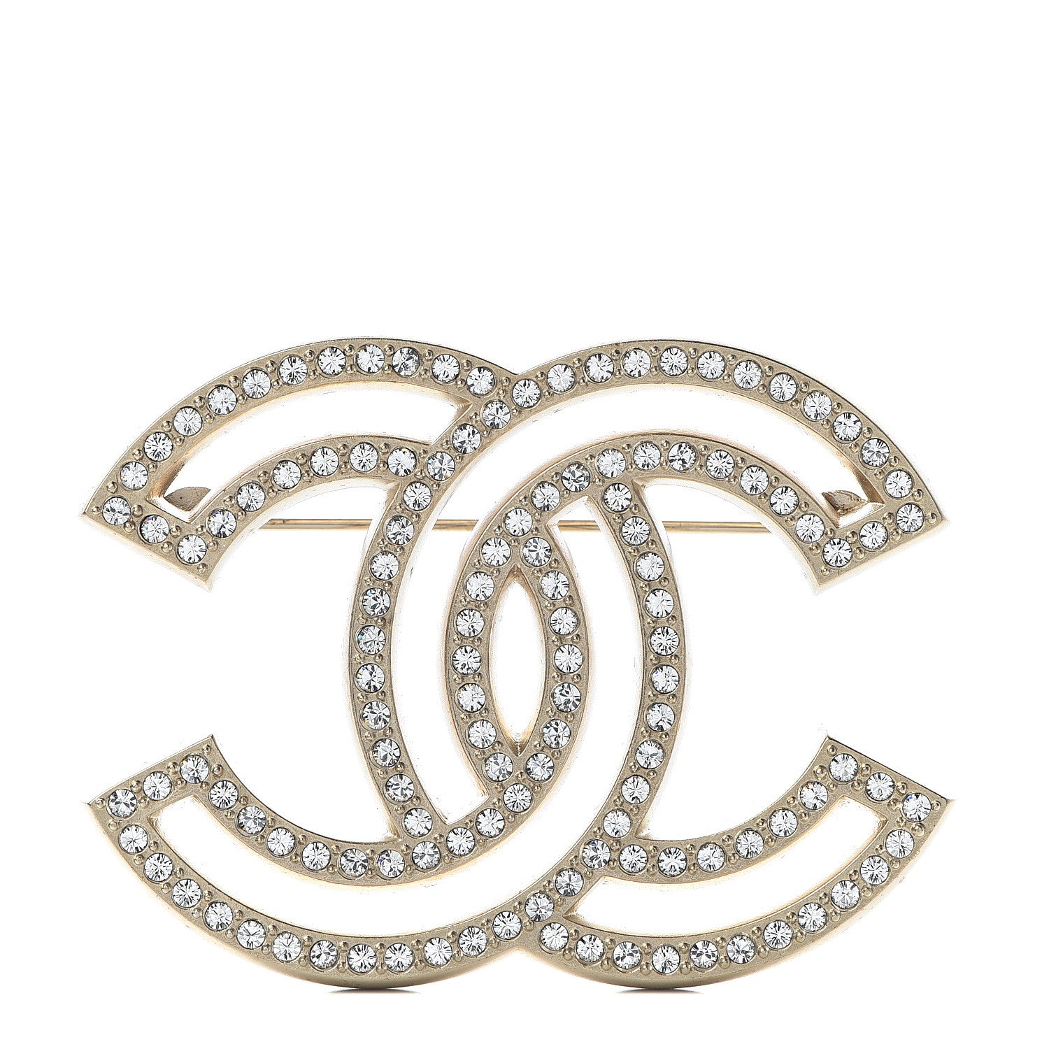 Chanel Crystal CC Brooch Light Gold 1 of 4