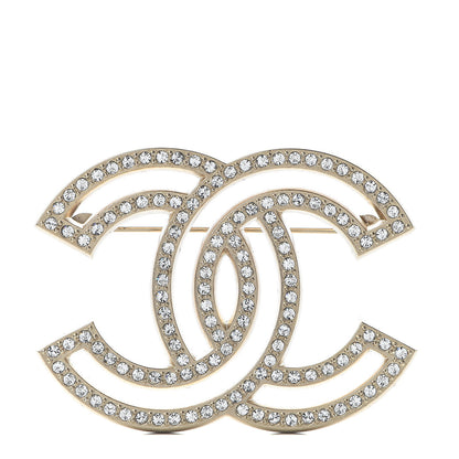 Chanel Crystal CC Brooch Light Gold 1 of 4