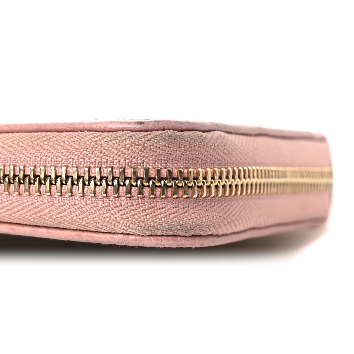 Monogram Dollar Calfskin Zip Around Wallet Beige Ebony Soft Pink
