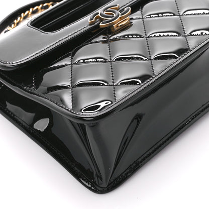 Chanel Patent Quilted Mini Graphic Catch Flap Black 11 of 13