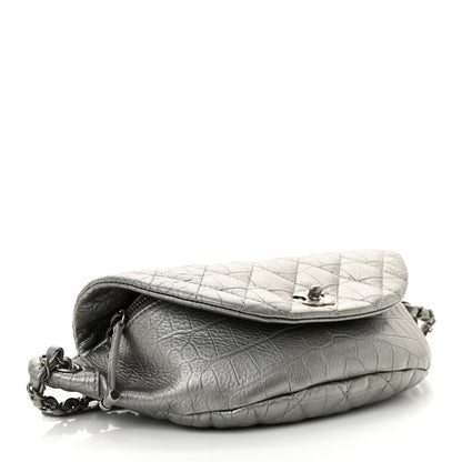 Chanel Metallic Calfskin Crocodile Embossed Quilted Easy Trip Waist Bag Fanny Pack Silver 4 of 10