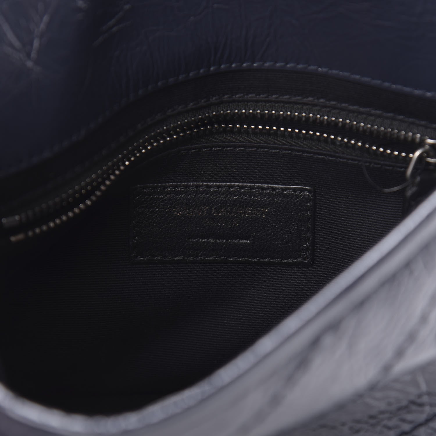 Saint Laurent Crinkled Calfskin Matelasse Monogram Niki Chain Wallet Deep Marine 6 of 12