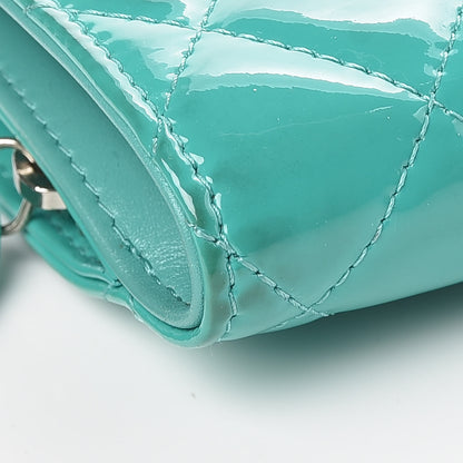 Chanel Patent Quilted Zip Pocket Wallet Turquoise 27 of 28