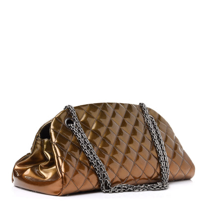 Chanel Metallic Patent Quilted Medium Just Mademoiselle Bowling Bag Gold Degrade 4 of 14