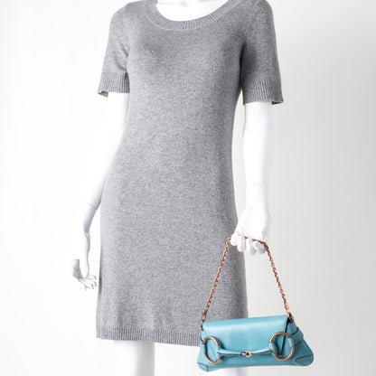 Gucci Leather Horsebit Clutch Bag Turquoise 2 of 10